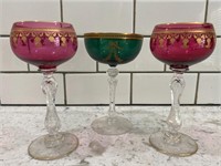 Vintage Crystal Cranberry & Green Glasses