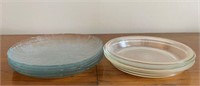 5 Clear Glass Dinner Plates & 3 Pyrex Pie Plates