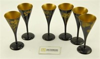 Lot #605 - Set of (6) decorated cordials 6” each