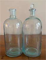 Lot of 2 Clear Glass Apothecary Jars