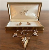 Vintage Scitarelli Gold Tone Necklace/Earrings Set