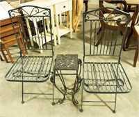 Lot #647 - Pair of metal folding garden chairs