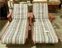 Lot #648 - Pair of redwood chaise lounges