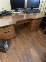 Wooden Desk w/Glass Top