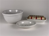 Ironstone Soap Dishes & a bowl