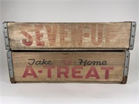 Metal Banded A-Treat & Seven Up Crates