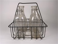 Vintage Wire Basket Milk Bottle Carrier