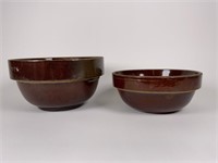 2 Brown Glazed Pottery bowls