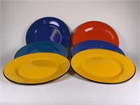6 Colorful Enamelware Plates