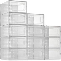 12 Pack Shoe Storage Boxes, Clear, Stackable Bins