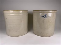 2 Stoneware Pottery Crocks