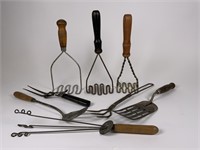 Vintage Mashers & kitchen utensils
