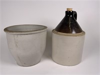 Stoneware Pottery Crock & Jug
