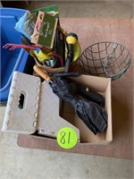 Folding Stool, Umbrellas, and Garden Items
