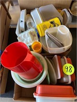 (2) Boxes of Plasticware and Tupperware