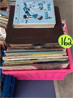 Crate of Record Albums and 45 Records