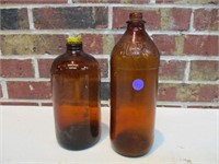 2 Vintage Brown Bottles - 1 Pyrex