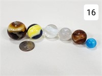 Lot of (6) Hand Blown Marbles