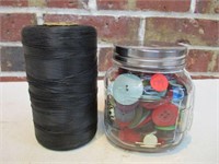 Jar of Buttons & Spool of Yarn