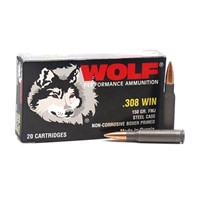 Wolf 20 Rounds 308 Winchester Ammo 150 Grain FMJ