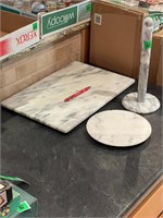 Very heavy carving board, paper towel holder &