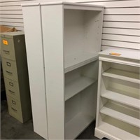 (2) WHITE WOOD SHELVING UNITS - 30" WIDE X 11" DEE