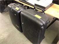 (2) BLACK LARGE SAMSONTE SUITCASES - 30" TALL X 20