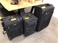 (3) SOFT-SIDED SUITCASES - ONE LARGE, TWO MEDIUM