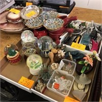 COLLECTION OF FLATWARE; SNOW GLOBES; SOUP BOWELS;