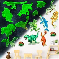 4 Sheets Glow in The Dark Dinosaur Sticker Decals