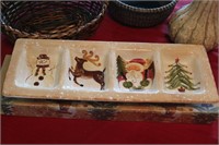2 BASKETS, HANDPAINTED TRAY, GOURD