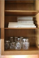 CABINET WITH JARS AND STORAGE ITEMS FOR CABINET