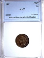 1887 Indian Cent NNC AU-55