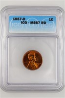 1957-D Lincoln Cent ICG MS-67 Red Price Guide $300