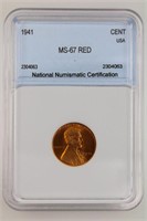1941 Lincoln Cent NNC MS-67 Red Price Guide $140