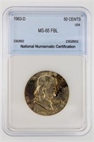 1963-D Franklin Half Dollar NNC MS-65 FBL