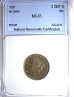 1883 Liberty Head Nickel NNC MS-63 NO CENTS