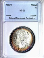 1880-O S$1 NNC MS65 AMAZING TONING!! Guide $17500