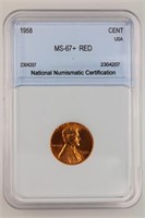 1958 Lincoln Cent NNC MS-67+ Red Price Guide $6000