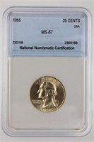 1955 Washington Quarter NNC MS-67 Price Guide $450