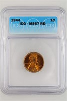 1944 Lincoln Cent ICG MS-67 Red Price Guide $200