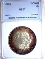 1878-S Morgan S$1 NNC MS65 NICE TONING! Guide $400