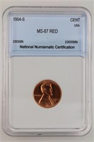 1954-S Lincoln Cent NNC MS-67 Red