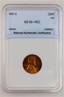 1947-S Lincoln Cent NNC MS-66+ Red