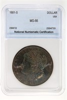 1881-S Morgan S$ NNC MS66 GREAT COLOR! Guide $335