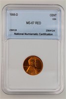 1956-D Lincoln Cent NNC MS-67 Red Price Guide $250