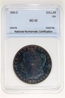1880-S Morgan S$ NNC MS66 MONSTER TONE! Guide $335