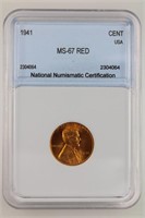1941 Lincoln Cent NNC MS-67 Red