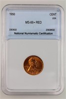 1950 Lincoln Cent NNC MS-66+ Red