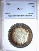 1886-O Morgan S$ NNC MS-63 IRIDESCENT! Guide $3500